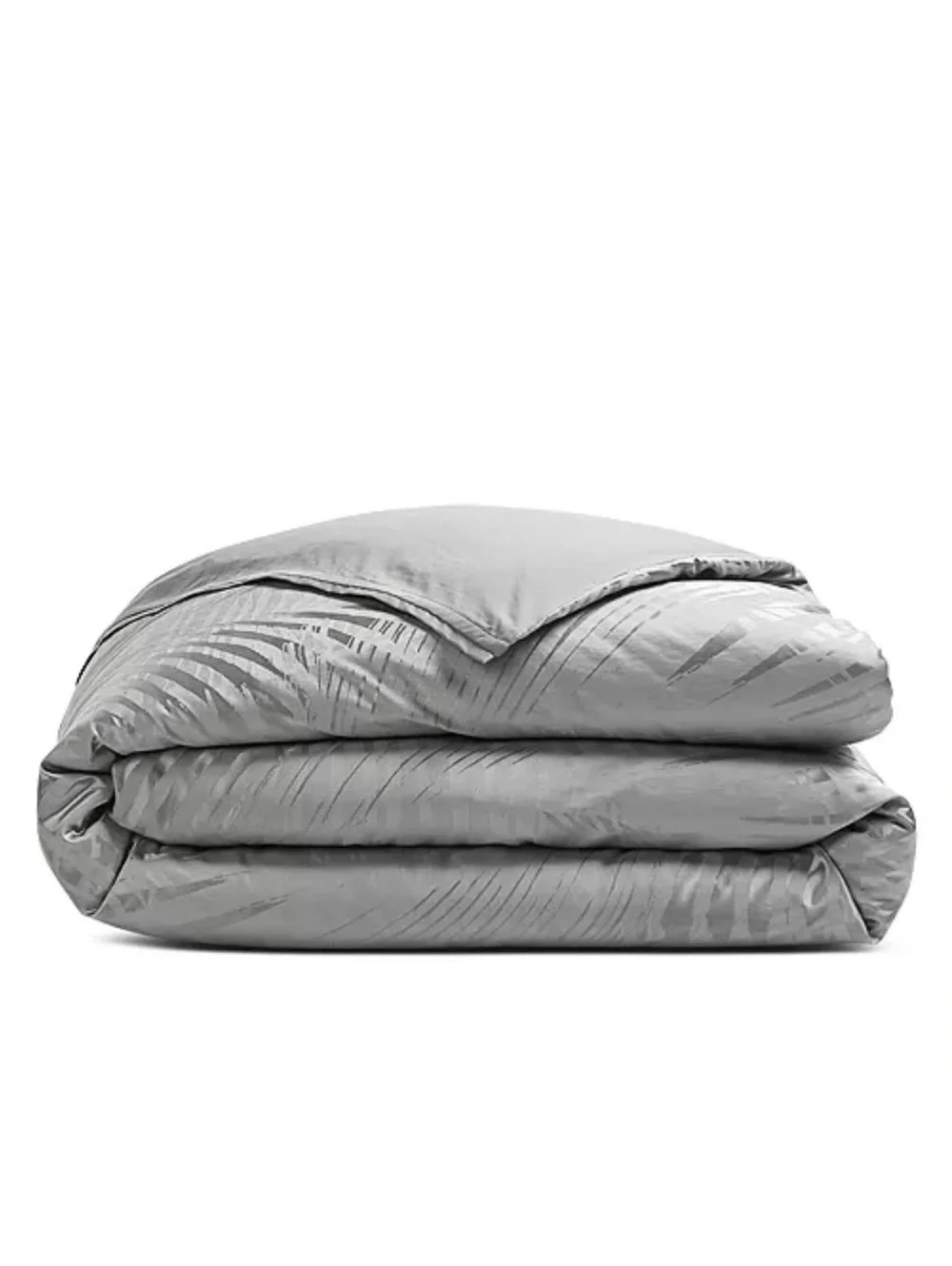 Hudson Park Collection Palmetto Cotton Silk Duvet Cover in Grey, King NEW